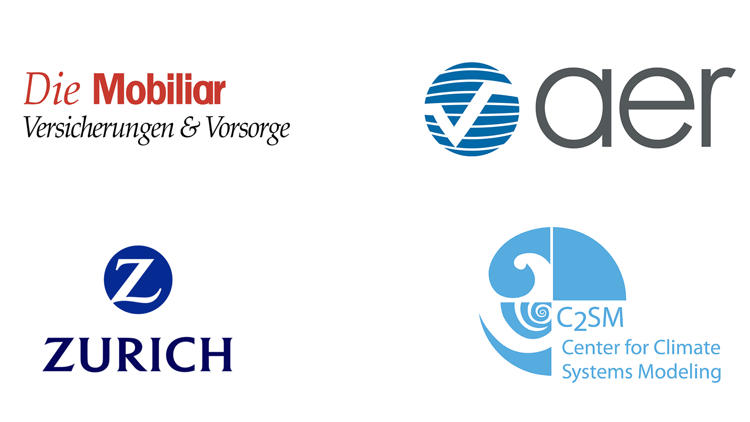 Logos Die Mobiliar, Atmospheric and Environmental Research, and Center for Climate Systems Modeling, Zurich Insurance Group